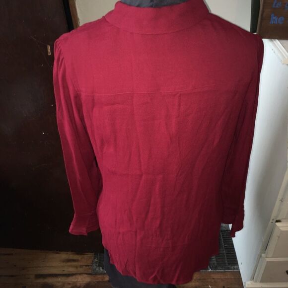 Soft Surroundings deep red artsy normcore button down tunic - Picture 2 of 4